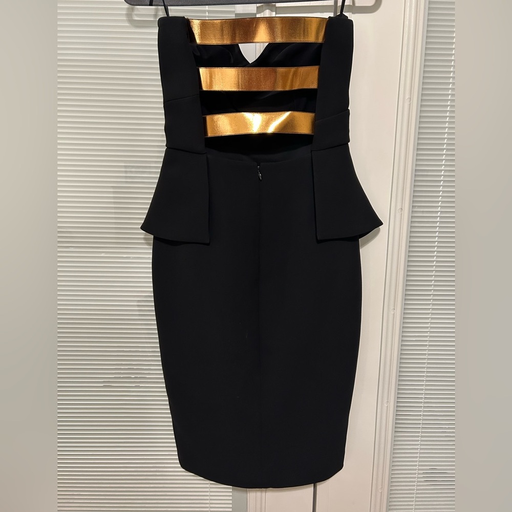 10 Crosby Derek Lam Black Strapless Peplum Dress